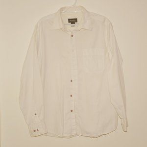 Eddie Bauer. Men's button up dress shirt. White long sleeve. Size Large.